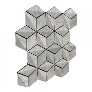 3D Grey Marble Rhomboid Diamond Shape
