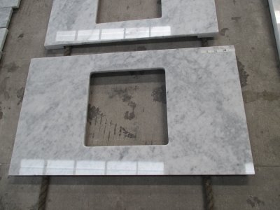 Bianco Carrara marble countertop vani
