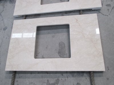 Botticino Classico marble countertops
